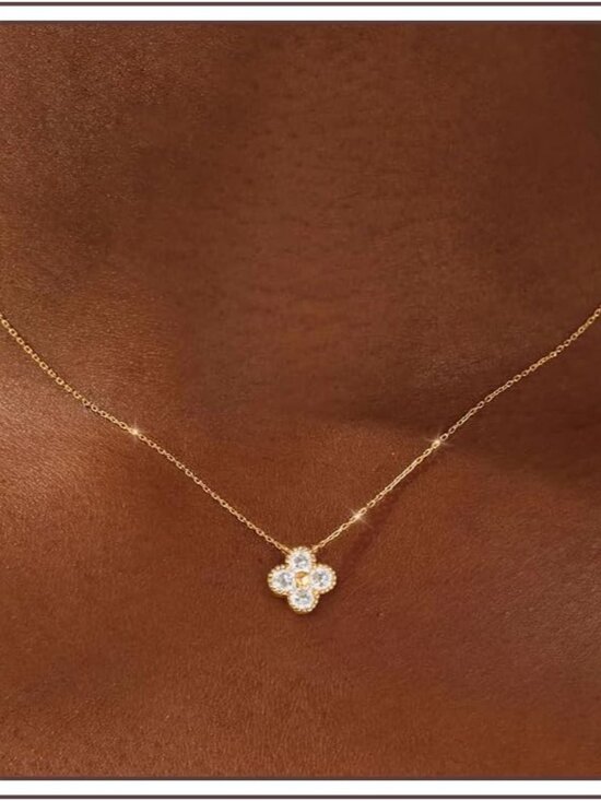 Jewelry - Dainty Birthstone Gold Clover Necklace for Women Trendy Non Tarnish